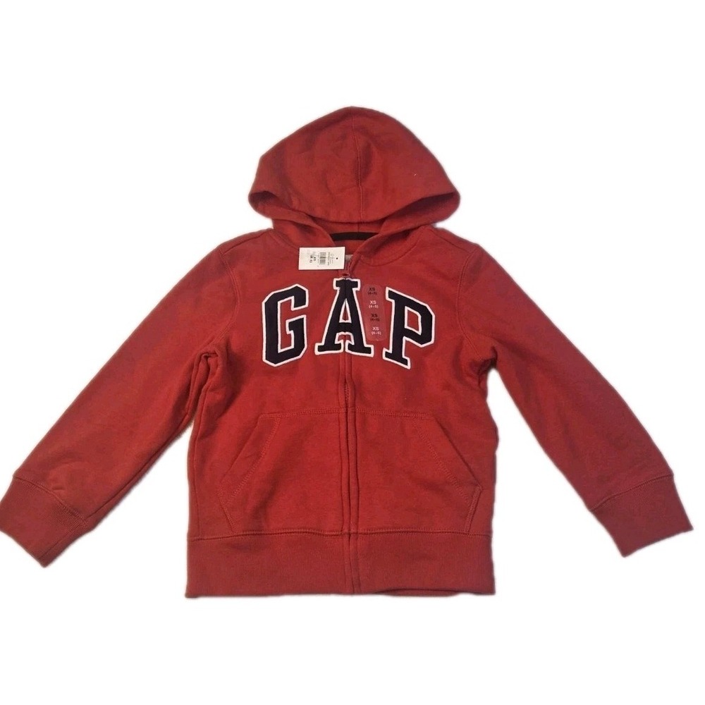 Boys GAP Full Zip Hoodie Jacket XS 4/5 Red NWT